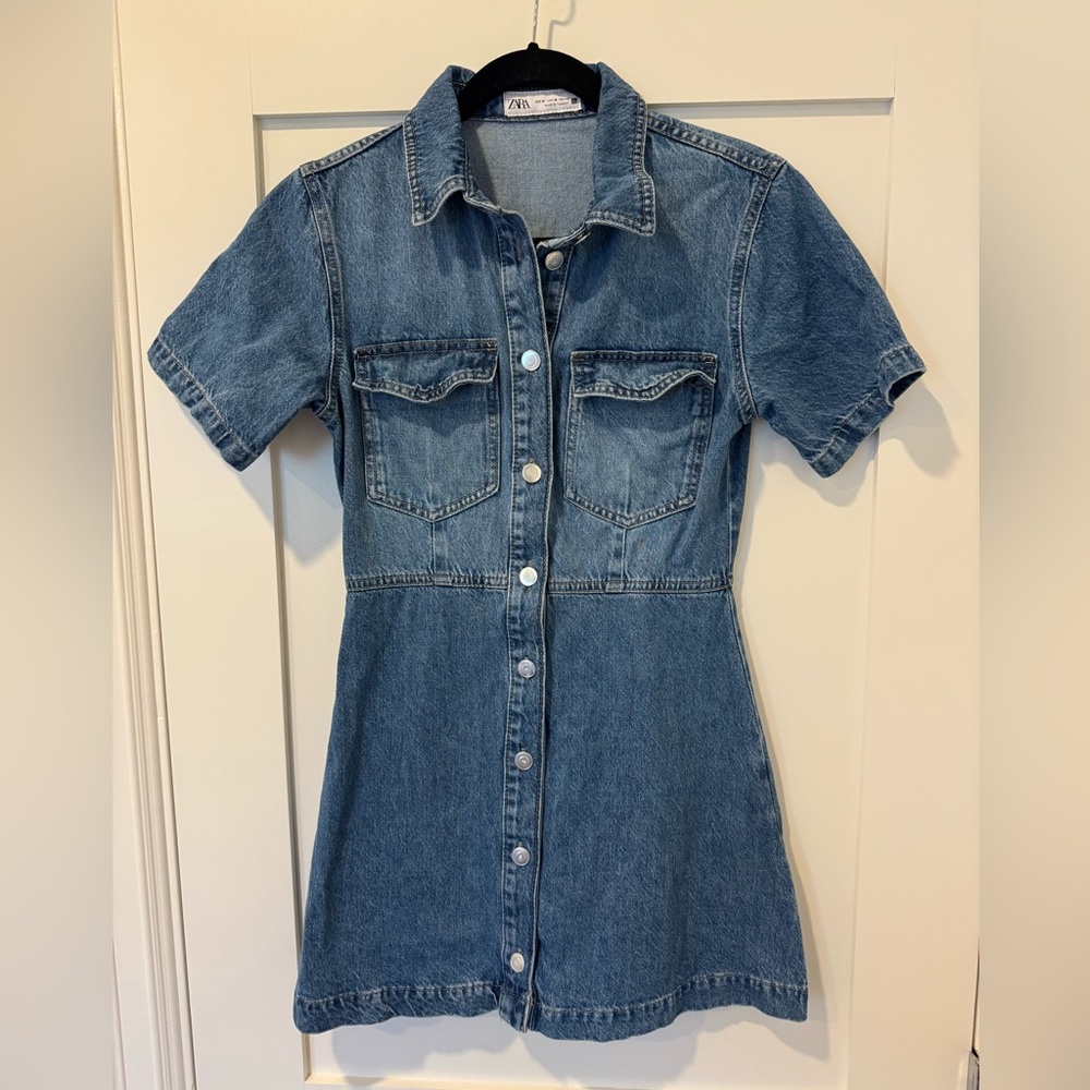 Zara Blue Polo Collar Mini Dress
